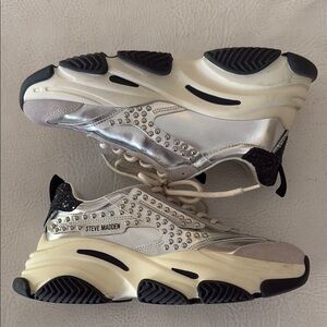 Steve Madden Studded Silver and Black Sneakers
